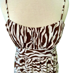 INC Women’s Dress Brown White Size Medium Empire Waist Maxi Animal Print